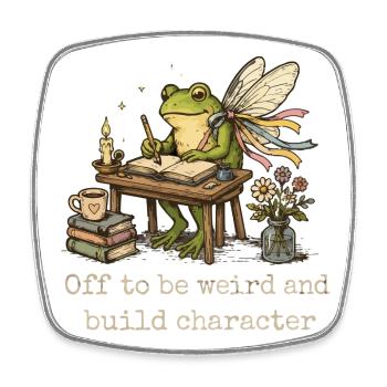 Cottagecore Fairy Frog | Motivational Quote - Square fridge magnet - white - Front