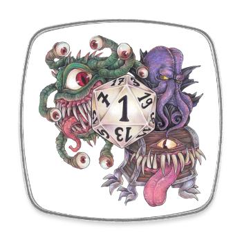 Échec du cadeau de dés D20 sur table de jeu de rôle - Magnet carré - blanc - Devant
