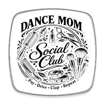 Dance Mom Social Club Retro Make-Up Spruch - Viereckiger Kühlschrankmagnet - Weiß - Vorne
