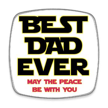 Best Dad Ever Neon Outline - Square fridge magnet - white - Front