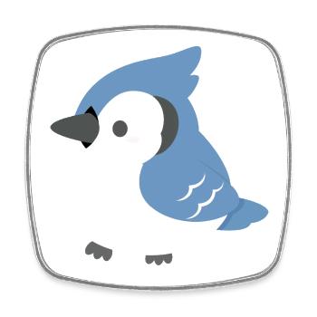Blue Jay Chick Cartoon - Viereckiger Kühlschrankmagnet - Weiß - Vorne