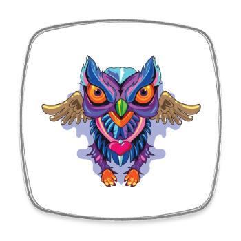 Hibou - Magnet carré - blanc - Devant