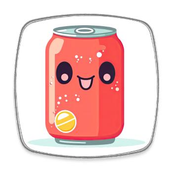 Kawaii Limonaden-Dose Mit Gesicht - Viereckiger Kühlschrankmagnet - Weiß - Vorne