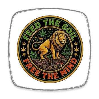 Lion Reggae Soil - Square fridge magnet - white - Front