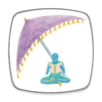 Meditation under the color curtain - Square fridge magnet - white - Front