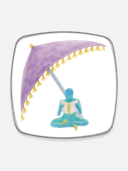 Meditation under the color curtain - Square fridge magnet - white