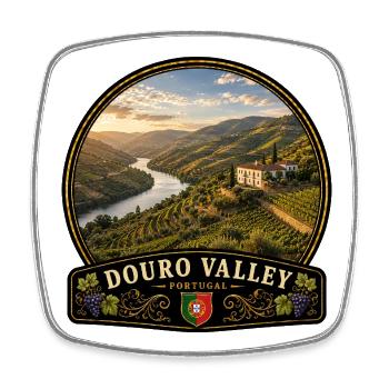 Vallée du Douro, Rivières de vacances au Portugal Champ de campagne - Magnet carré - blanc - Devant