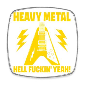 Heavy Metal Hell yes Gitarrenkunst - Viereckiger Kühlschrankmagnet - Weiß - Vorne