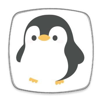 Chibi-Pinguin-Silhouette - Viereckiger Kühlschrankmagnet - Weiß - Vorne