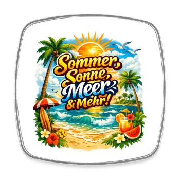Sommer Sonne Meer & Mehr - Viereckiger Kühlschrankmagnet - Weiß - Vorne