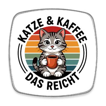 Katze Kaffee - Viereckiger Kühlschrankmagnet - Weiß - Vorne