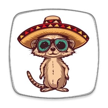 Erdmännchen Lustig Sombrero - Viereckiger Kühlschrankmagnet - Weiß - Vorne