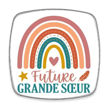 Future Grande Sœur Arc-En-Ciel Boho - Magnet carré - blanc - Devant