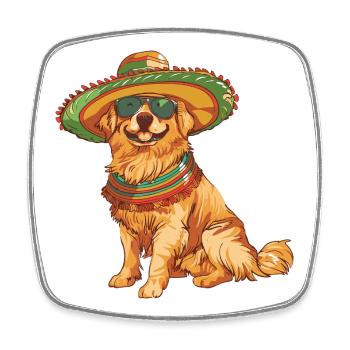 Chien Golden Retriever Sombrero - Magnet carré - blanc - Devant