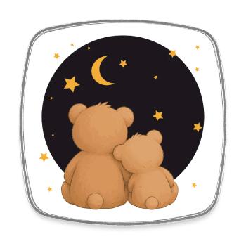 Zwei Kuschelbären unter Sternenhimmel Tiermotiv   - Viereckiger Kühlschrankmagnet - Weiß - Vorne