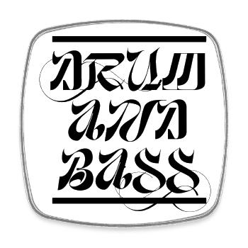 Drum and Bass Typografie-Logo T-Shirt - Viereckiger Kühlschrankmagnet - Weiß - Vorne