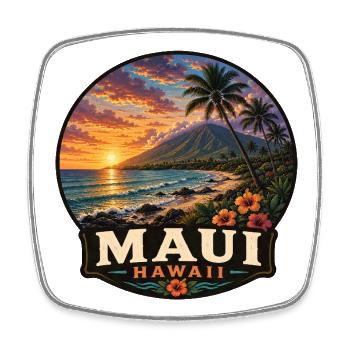 Maui Island Hawaii Vacation Volcano Sunset Beach - Square fridge magnet - white - Front