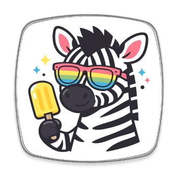 Zebra mit Regenbogenbrille und Eis - Viereckiger Kühlschrankmagnet - Weiß - Vorne