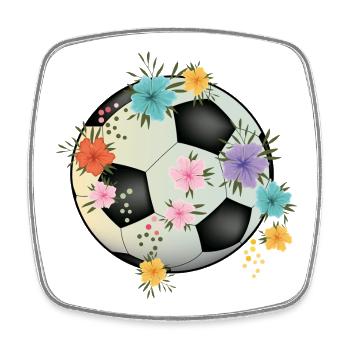 Fußball mit Blüten - Viereckiger Kühlschrankmagnet - Weiß - Vorne