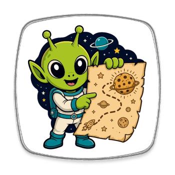 Alien Space Cartographer - Square fridge magnet - white - Front