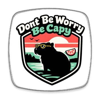 Ne t’inquiète pas, Capy sur la plage - Magnet carré - blanc - Devant