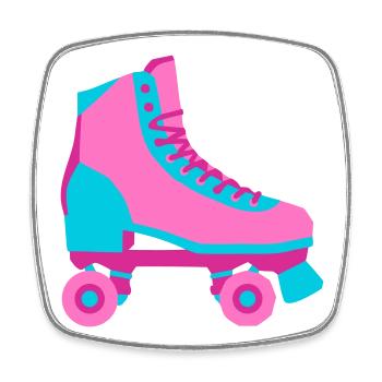 Rollschuh Rollschuhfahren Roller Derby 80er - Viereckiger Kühlschrankmagnet - Weiß - Vorne