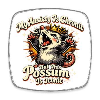 Angst Chronisch, Possum Ikonisch - Viereckiger Kühlschrankmagnet - Weiß - Vorne