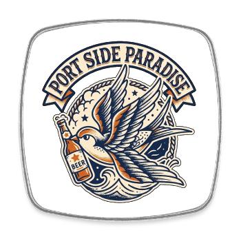 Port Side Paradise - Square fridge magnet - white - Front