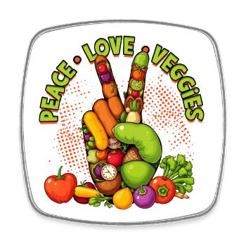 Peace Love Veggies Hand Graphic - Square fridge magnet - white - Front