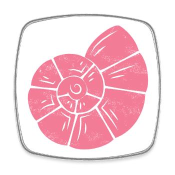 Pink Shell Spiral - Square fridge magnet - white - Front
