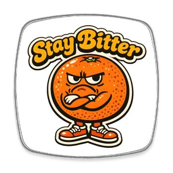 Stay Bitter: Angry Orange - Square fridge magnet - white - Front