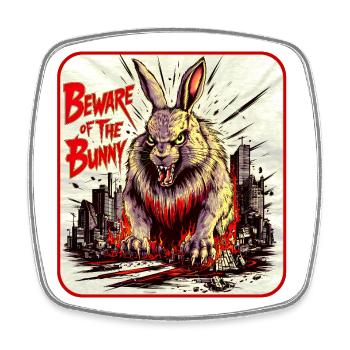Horror Hase Fun - Viereckiger Kühlschrankmagnet - Weiß - Vorne