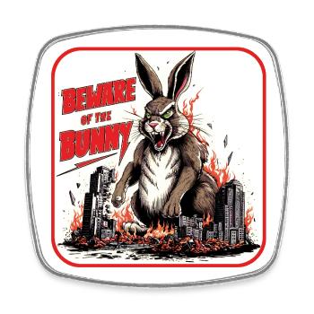 Warning about the Horror Bunny - Square fridge magnet - white - Front