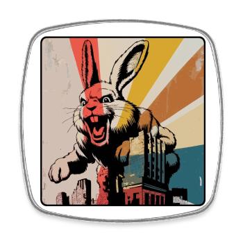 Angry Horror Bunny Retro Urban - Square fridge magnet - white - Front