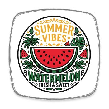 Motif pastèque Summer Vibes - Magnet carré - blanc - Devant