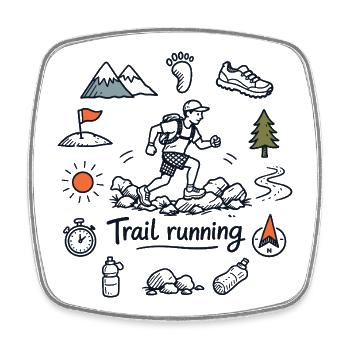 Trail running - Magnet carré - blanc - Devant