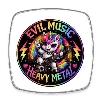Rainbow Unicorn Heavy Metal - Square fridge magnet - white - Front