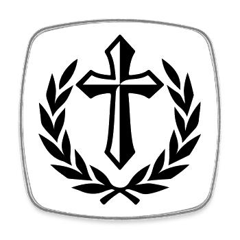 Cross symbol - Square fridge magnet - white - Front