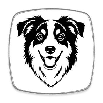 Australian Shepherd Head Black - Square fridge magnet - white - Front