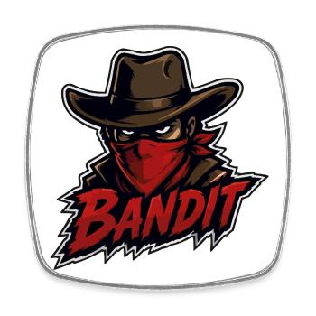 Cow-boy bandit avec un bandana rouge - Magnet carré - blanc - Devant