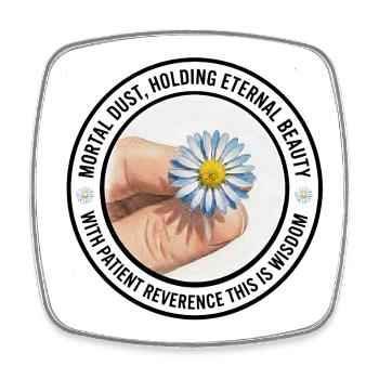 Daisy in Hand Flower Circle - Square fridge magnet - white - Front