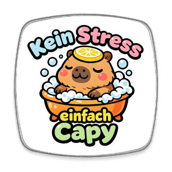 Kein Stress Einfach Cappy - Viereckiger Kühlschrankmagnet - Weiß - Vorne