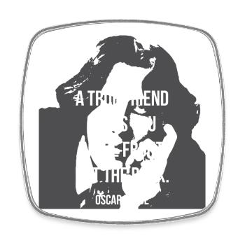 Oscar Wilde quote About Friendship - Square fridge magnet - white - Front