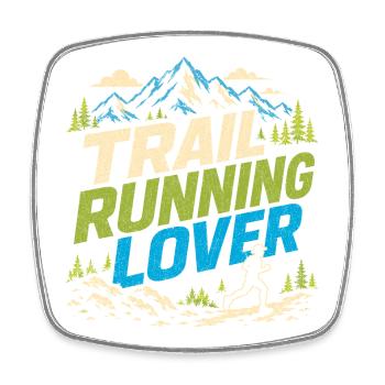 Trail Running Lover Mountain Forest Graphic - Square fridge magnet - white - Front