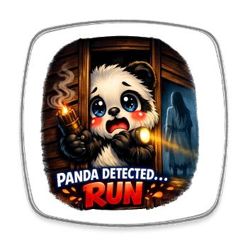 Phasmo Panda – Édition 👻🐼🔥 RUN - Magnet carré - blanc - Devant