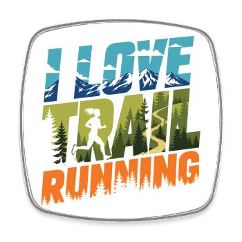 I Love Trail Running - Square fridge magnet - white - Front