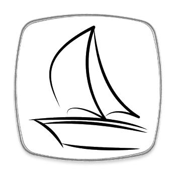 Voilier Voile - Magnet carré - blanc - Devant