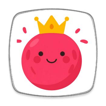 Königliche Kawaii Kugel Pink - Viereckiger Kühlschrankmagnet - Weiß - Vorne