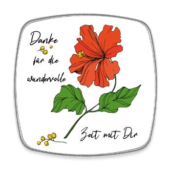 Hibiskus Blüte Danke - Viereckiger Kühlschrankmagnet - Weiß - Vorne