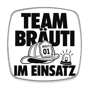 Team Bräutigam im Einsatz JGA - Viereckiger Kühlschrankmagnet - Weiß - Vorne